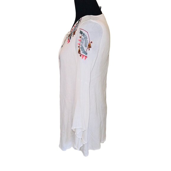 Lulus My Bell-Loved Ivory Embroidered Shift Tunic Top Peasant S Boho Cottage Cor - Picture 5 of 15